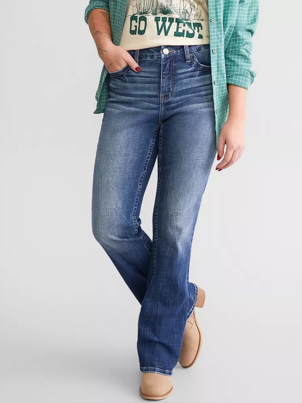 BKE Women’s Size 30 x 33 Gabby Curvy Fit High Rise Straight Stretch Jeans